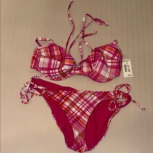 Aeropostale Pink Plaid Bikini